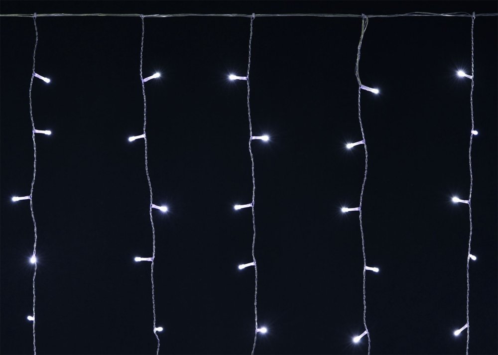 LIGHTING Гирлянда бахрома 4,5х0,7м 200 светодиодов белый свет IP44 прозрачный шнур 3м 230В мерцание транзит IEK