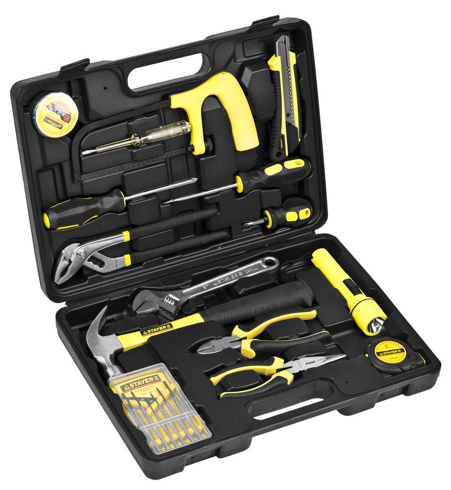 STAYER Механик 15 предм., Набор инструментов для ремонтных работ (22052-H15)