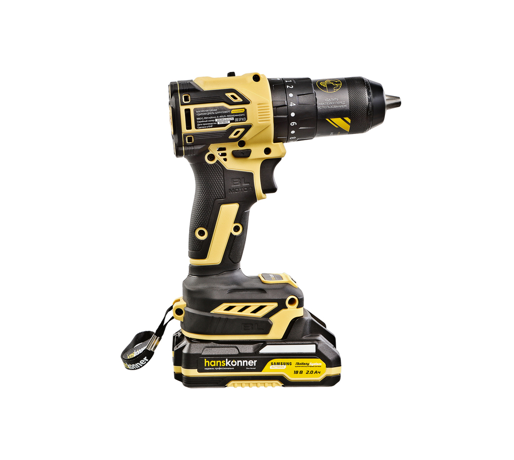 HCD2065PRO Аккумуляторный шуруповерт Hanskonner 1BatterySystem