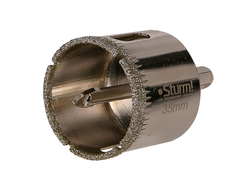 Коронка алмазн. По керам. Плитке и стеклу 35 х 55 мм с центрир. Сверл. Sturm!