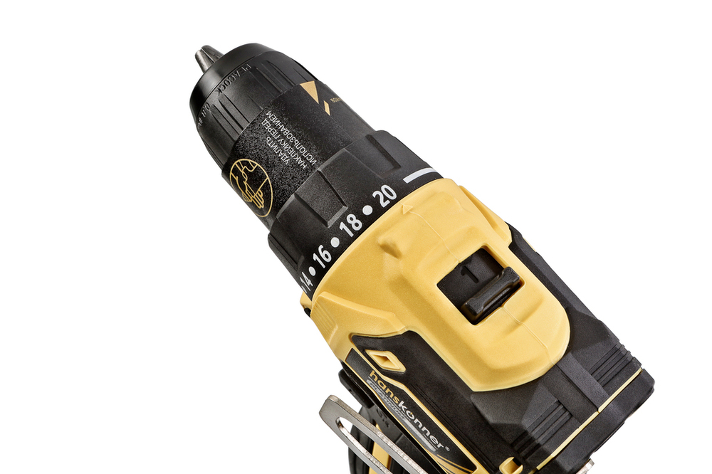 HCD1645BLC Дрель аккумуляторная б/щ Hanskonner, 14,4В, 45Нм, 2х2.0Ач, патрон 10мм, сумка-кейс