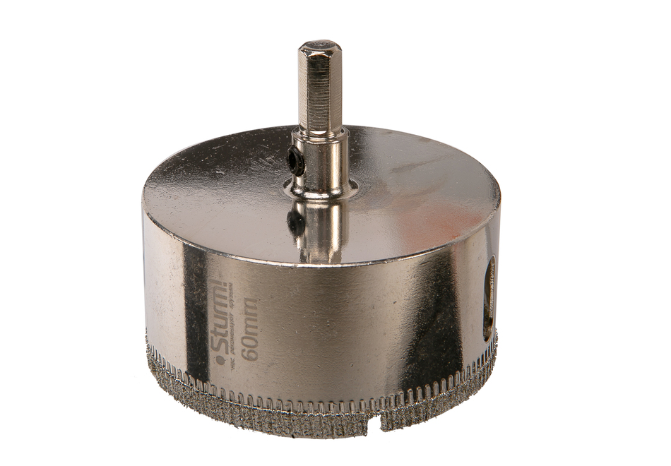 Коронка алмазн. По керам. Плитке и стеклу 60 х 55 мм,  с центрир. Сверл. Sturm!