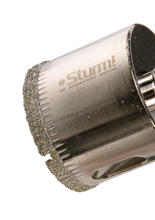 Коронка алмазн. По керам. Плитке и стеклу 35 х 55 мм с центрир. Сверл. Sturm!