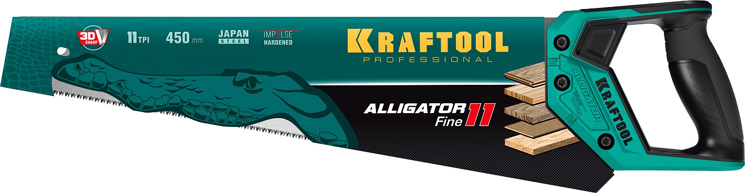 KRAFTOOL Alligator Fine 11 450 мм, Ножовка для точного реза (15203-45)