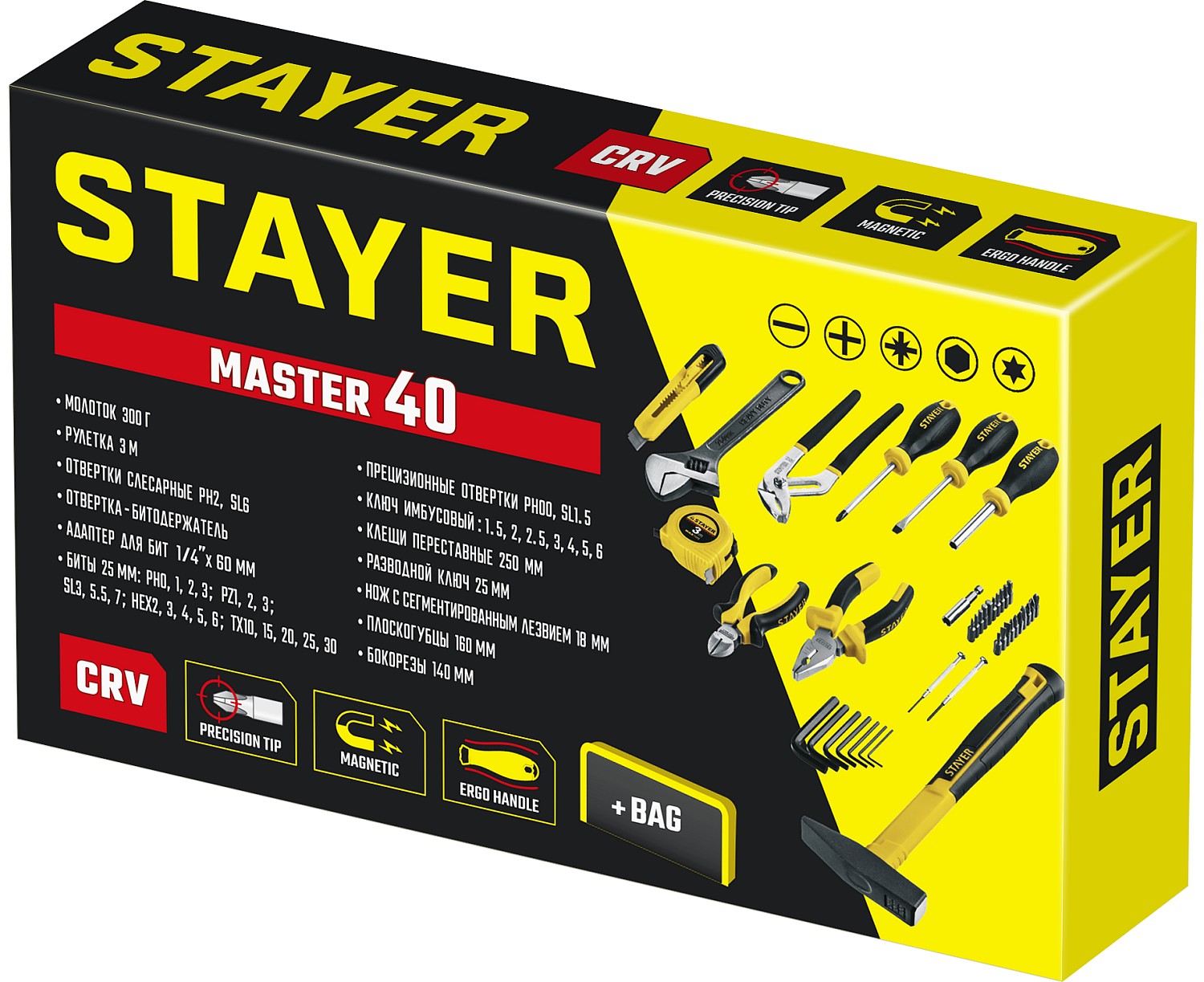 STAYER Master-40 40 предм., Универсальный набор инструмента для дома (22052-H40)
