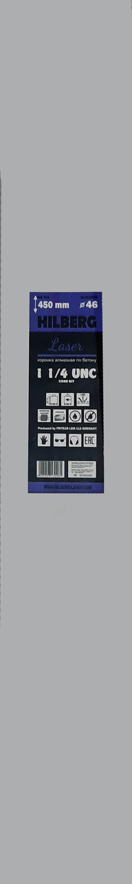 Коронка алмазная 46*450 Hilberg Laser 1 1/4 UNC HD704